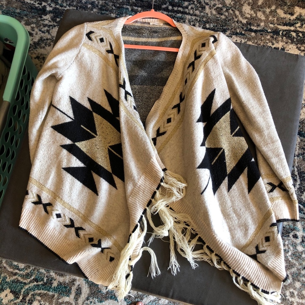 Tobi Aztec/fringe cardigan